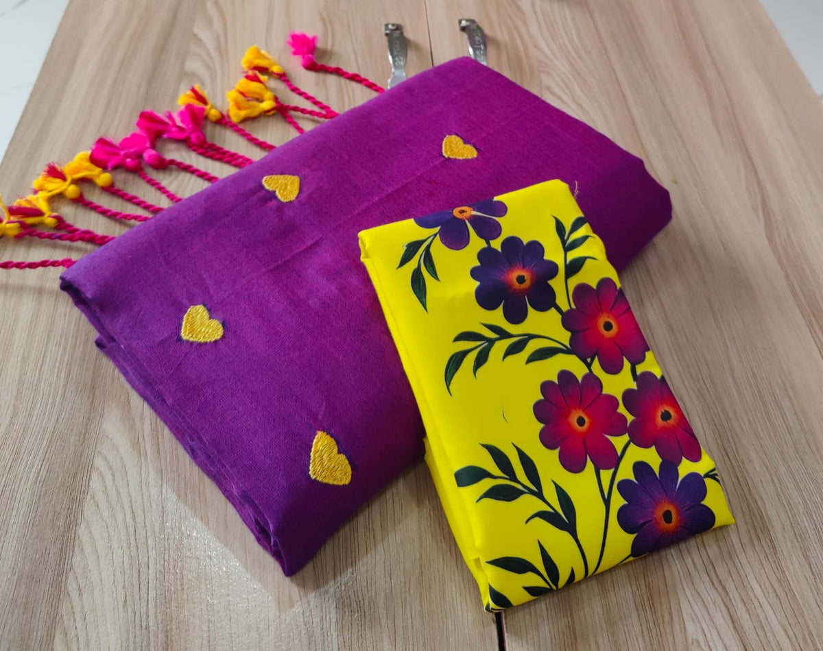 Amrah Wholesale Sccf Hearts Khadi Cotton Embroidered Saree