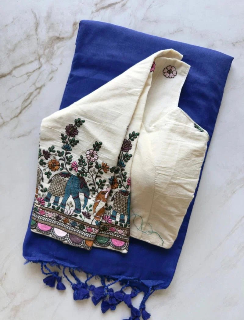 Amrah Wholesale Sccf Ready T Khadi Cotton Plain Saree with Embroidered Readymade Blouse Collection - Amrah Wholesale