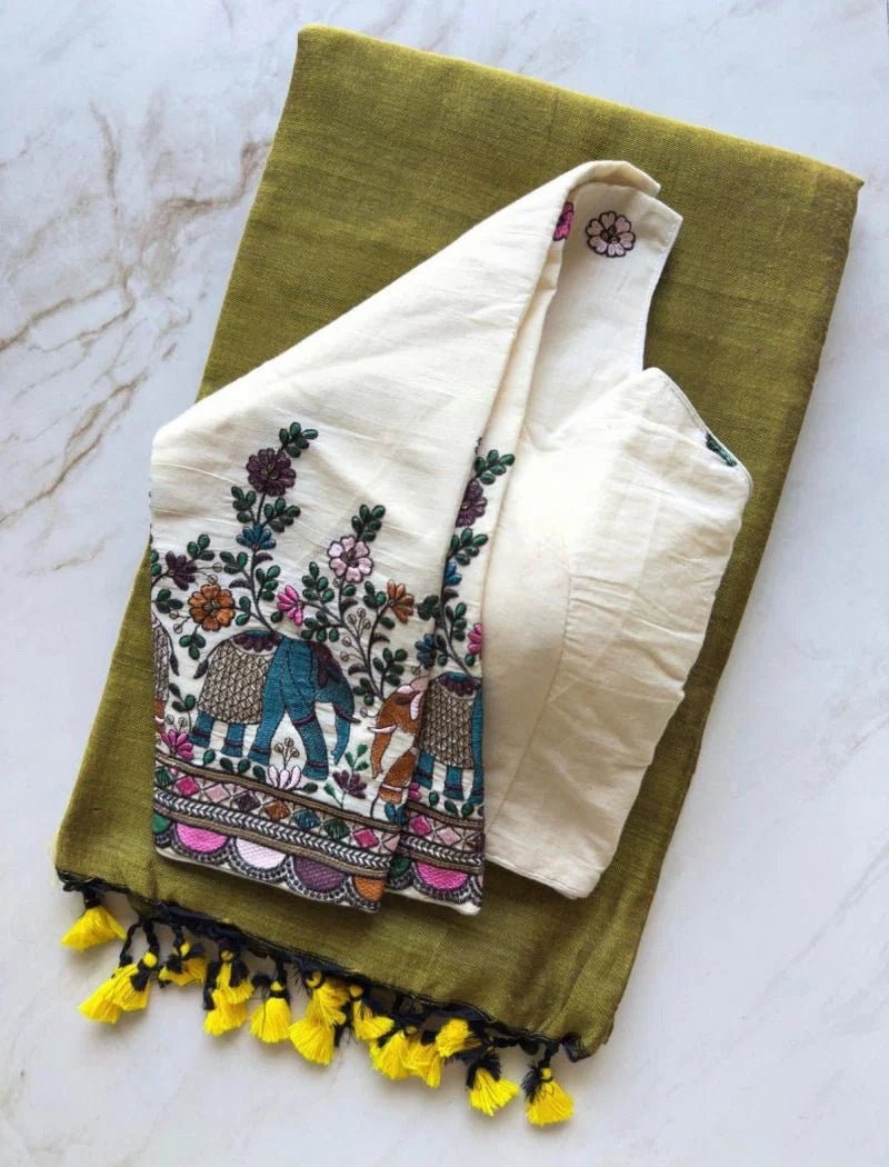 Amrah Wholesale Sccf Ready T Khadi Cotton Plain Saree with Embroidered Readymade Blouse Collection - Amrah Wholesale