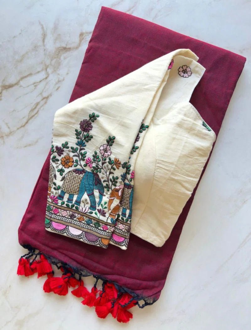 Amrah Wholesale Sccf Ready T Khadi Cotton Plain Saree with Embroidered Readymade Blouse Collection - Amrah Wholesale