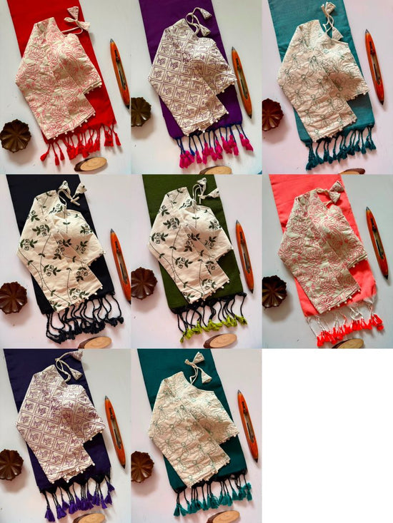 Amrah Wholesale Sccf Ready W Khadi Cotton Embroidered Saree