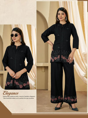 Amrah Wholesale Scg Vol 1 Slub Suvi Fancy Co Ord Set - Amrah Wholesale