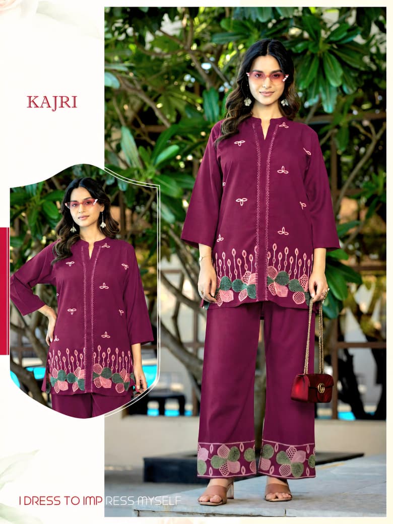 Amrah Wholesale Scg Vol 1 Slub Suvi Fancy Co Ord Set - Amrah Wholesale