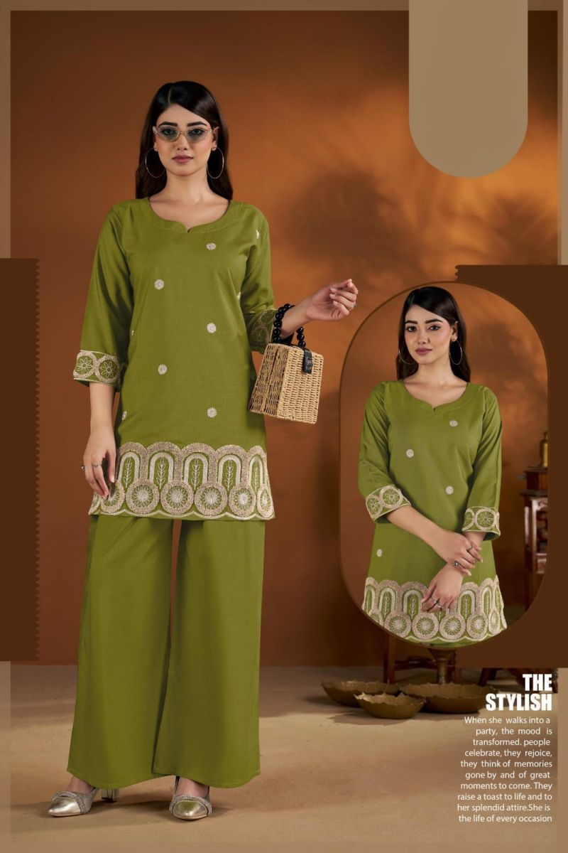 Amrah Wholesale Scg Vol 1 Slub Suvi Fancy Co Ord Set - Amrah Wholesale