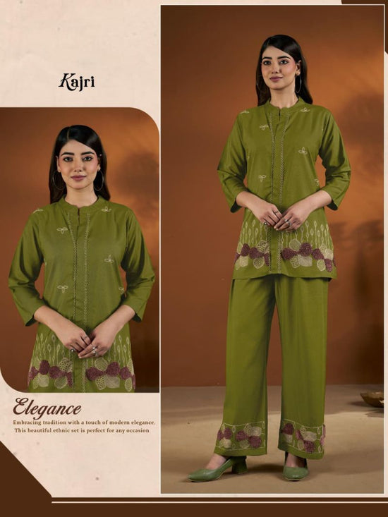 Amrah Wholesale Scg Vol 1 Slub Suvi Fancy Co Ord Set - Amrah Wholesale