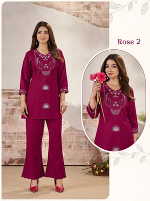 Amrah Wholesale Scg Vol 1 Slub Suvi Fancy Co Ord Set - Amrah Wholesale