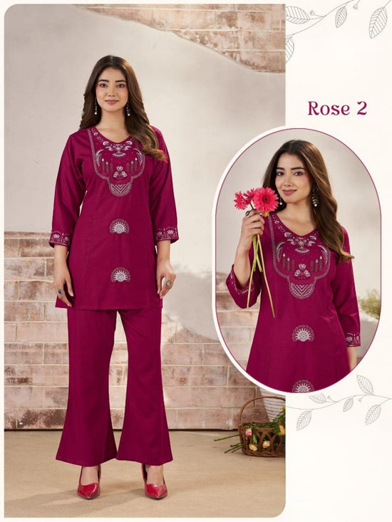 Amrah Wholesale Scg Vol 1 Slub Suvi Fancy Co Ord Set - Amrah Wholesale
