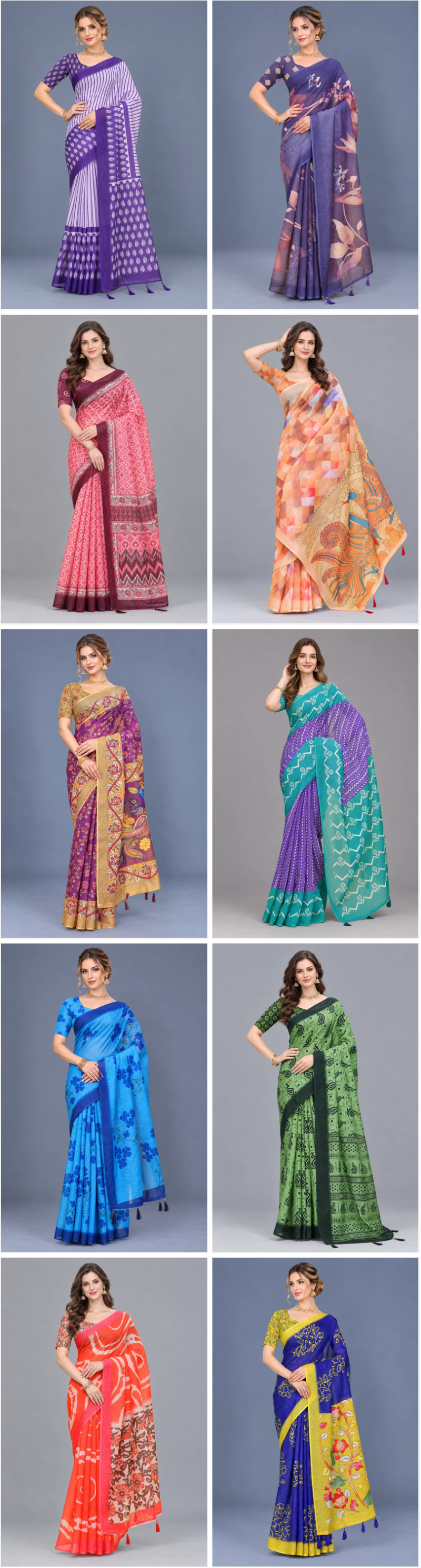 Amrah Wholesale Scgt Shatika A Linen Handloom Printed Saree Collection