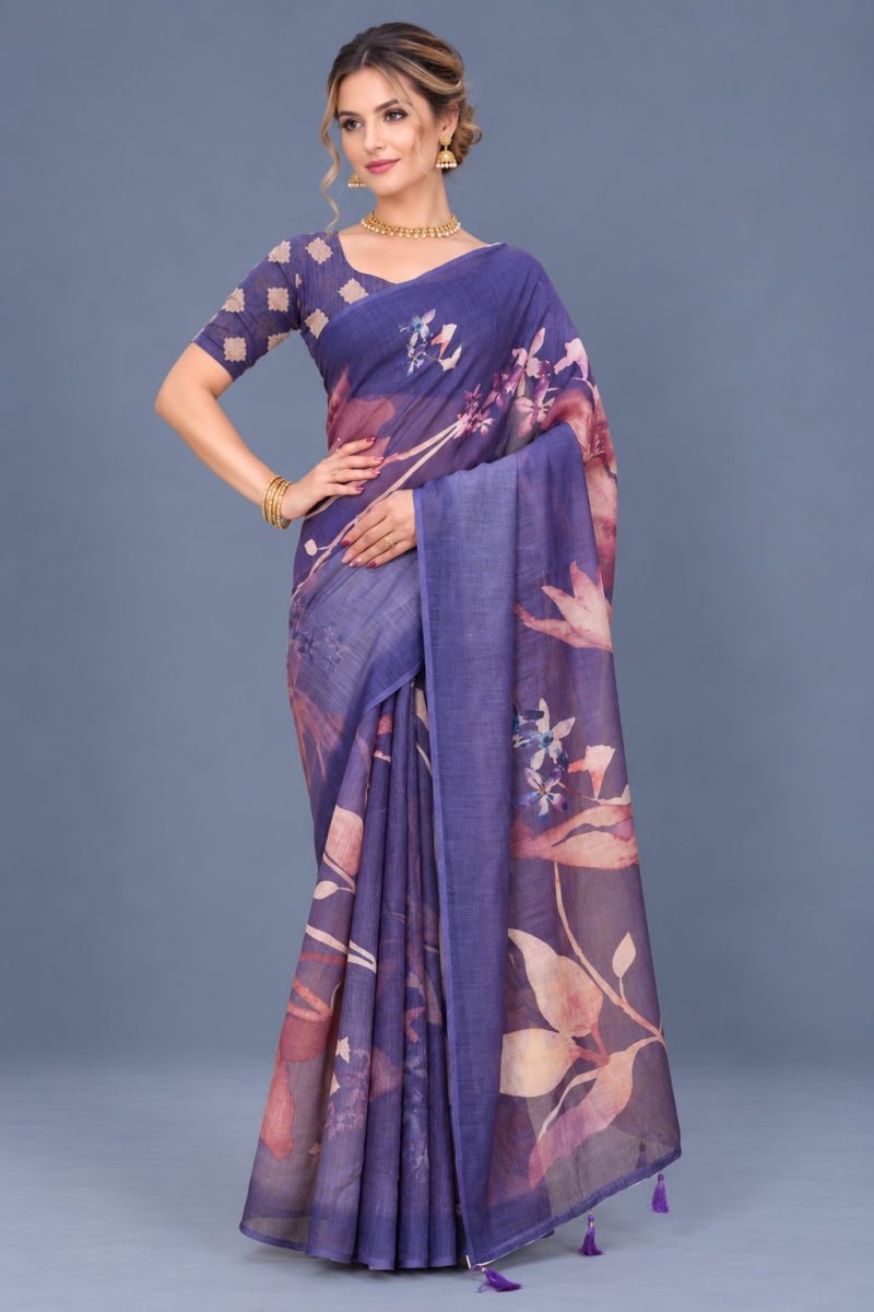 Amrah Wholesale Scgt Shatika A Linen Handloom Printed Saree Collection