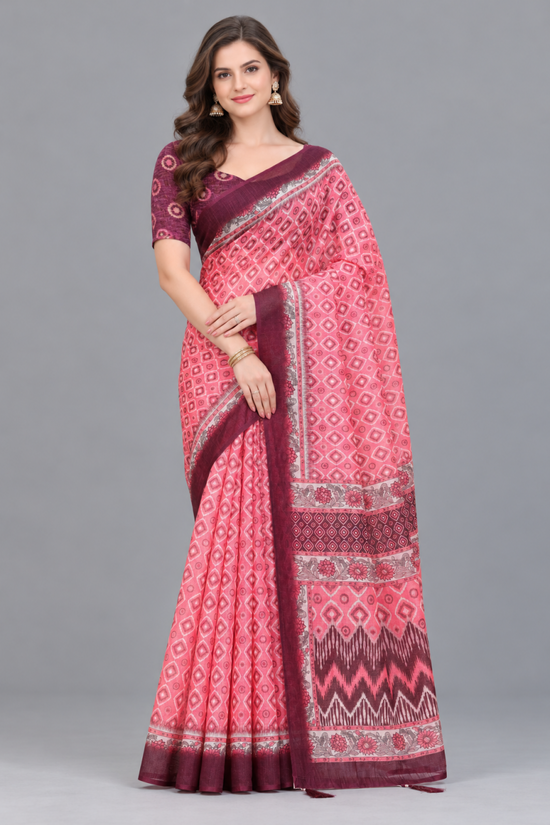 Amrah Wholesale Scgt Shatika A Linen Handloom Printed Saree Collection