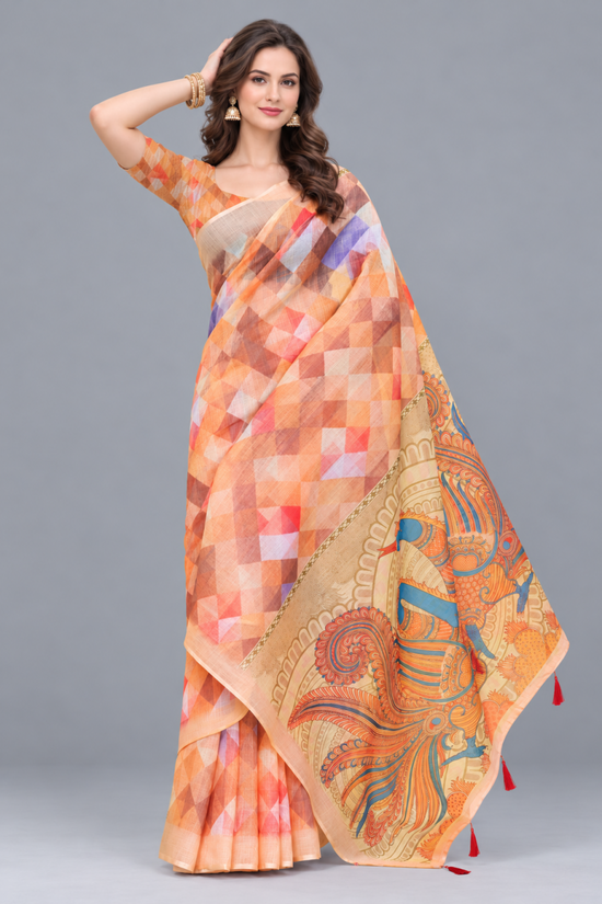Amrah Wholesale Scgt Shatika A Linen Handloom Printed Saree Collection