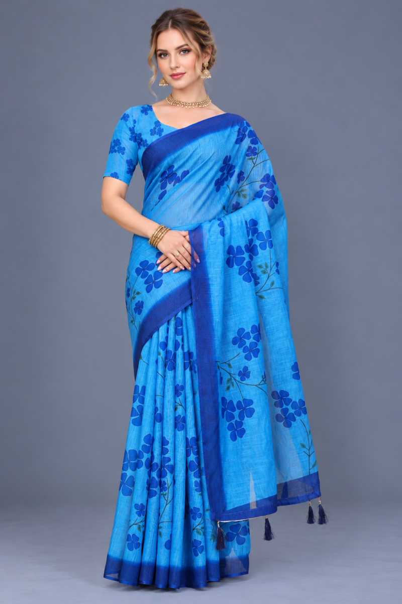 Amrah Wholesale Scgt Shatika A Linen Handloom Printed Saree Collection