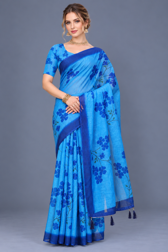 Amrah Wholesale Scgt Shatika A Linen Handloom Printed Saree Collection
