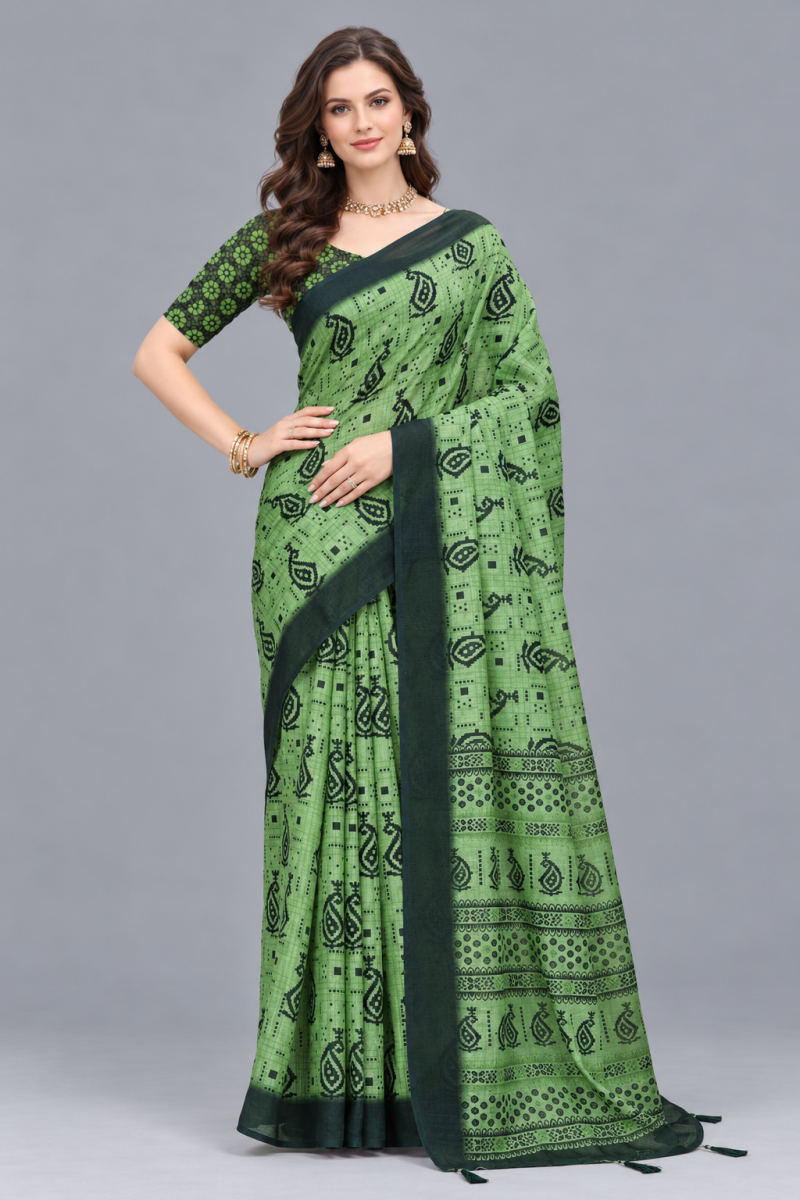 Amrah Wholesale Scgt Shatika A Linen Handloom Printed Saree Collection
