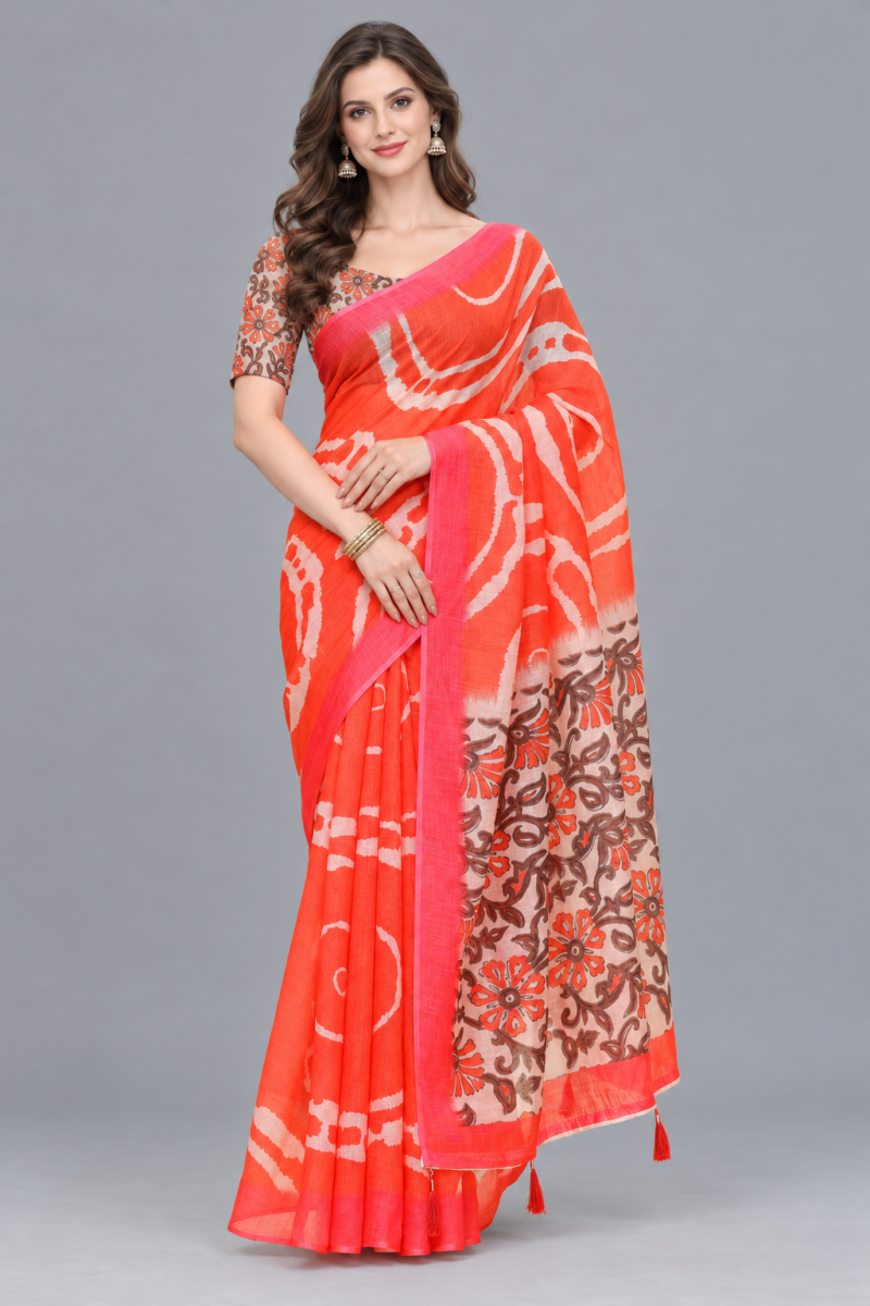Amrah Wholesale Scgt Shatika A Linen Handloom Printed Saree Collection