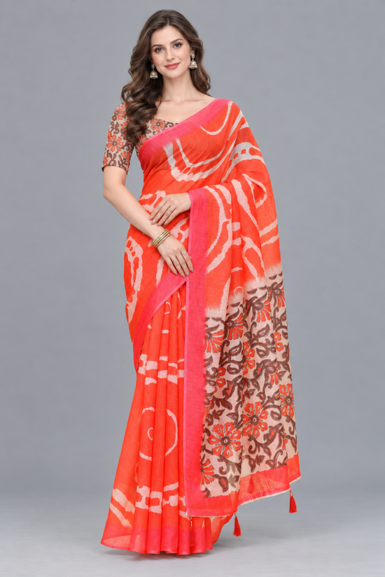 Amrah Wholesale Scgt Shatika A Linen Handloom Printed Saree Collection