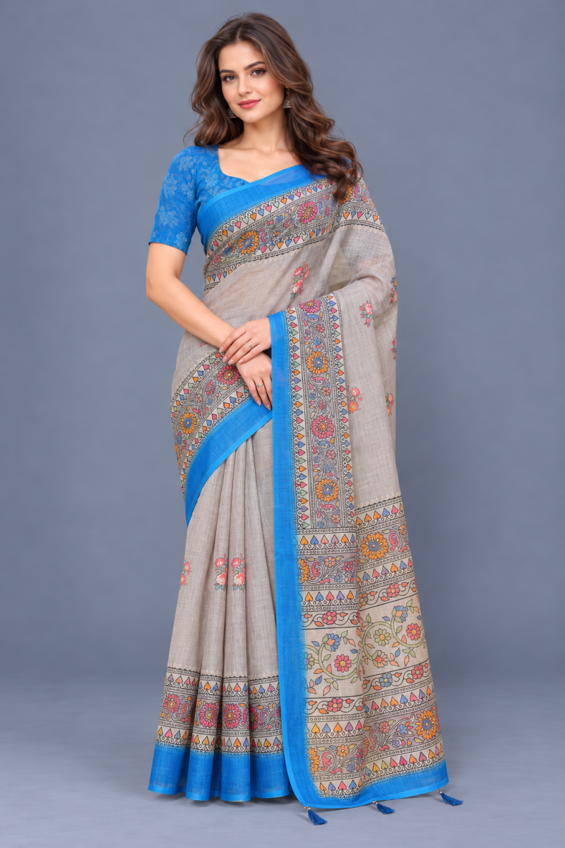 Amrah Wholesale Scgt Shatika B Linen Handloom Printed Saree Collection