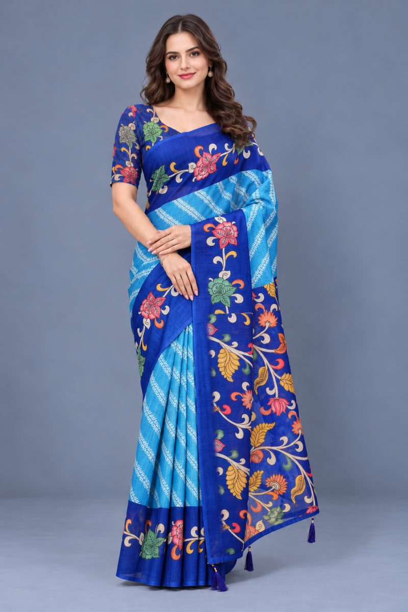 Amrah Wholesale Scgt Shatika B Linen Handloom Printed Saree Collection