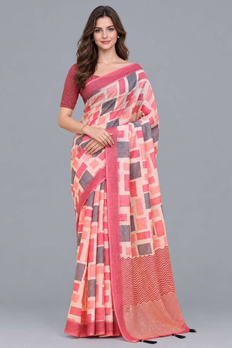 Amrah Wholesale Scgt Shatika B Linen Handloom Printed Saree Collection