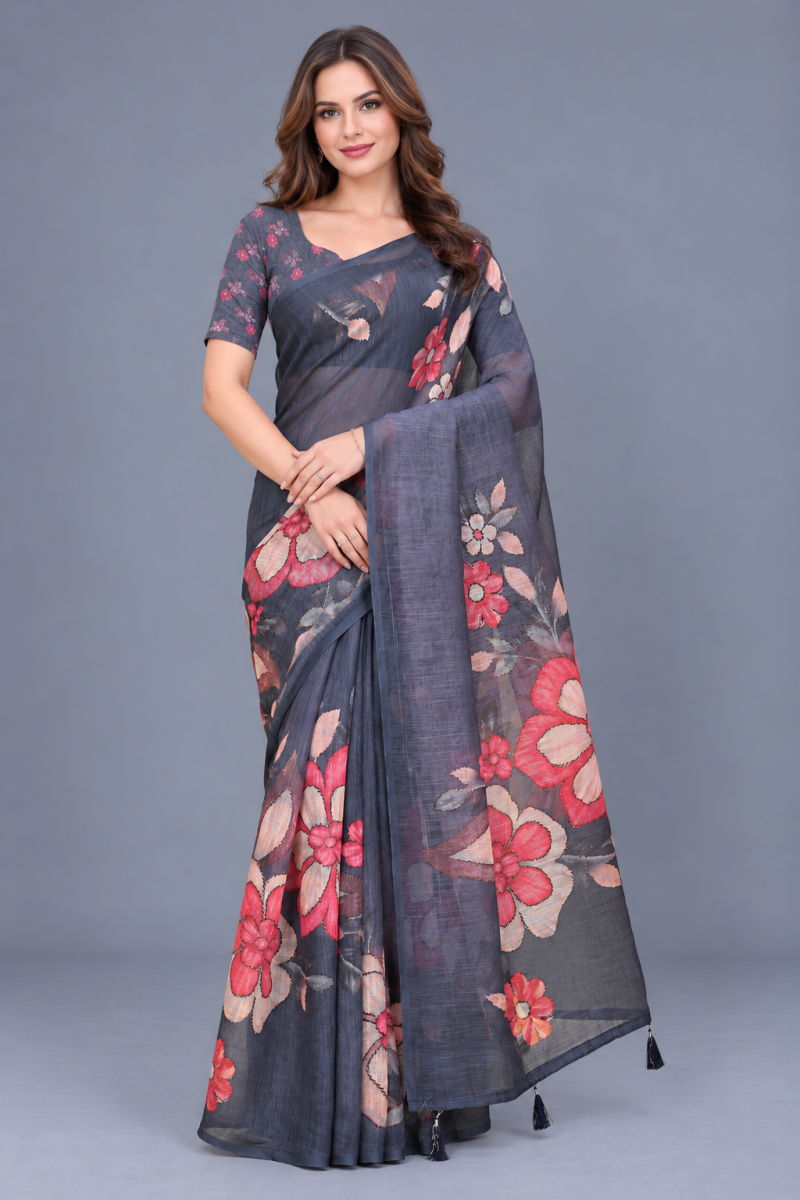 Amrah Wholesale Scgt Shatika B Linen Handloom Printed Saree Collection