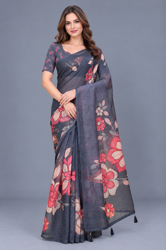 Amrah Wholesale Scgt Shatika B Linen Handloom Printed Saree Collection
