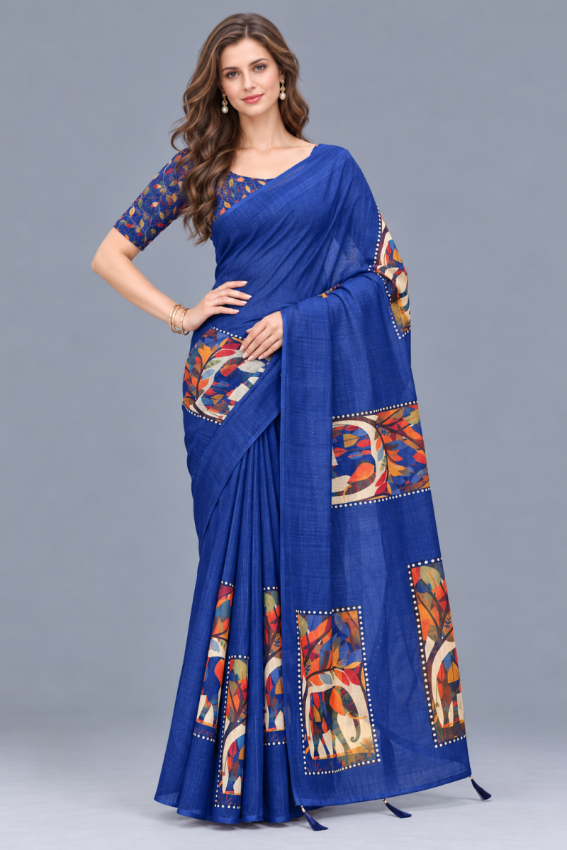 Amrah Wholesale Scgt Shatika B Linen Handloom Printed Saree Collection