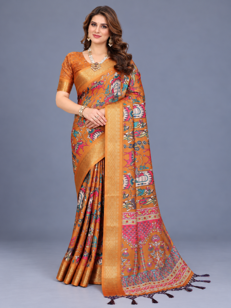 Amrah Wholesale Schc Swara Q Cotton Silk Kalamkari Saree Collection
