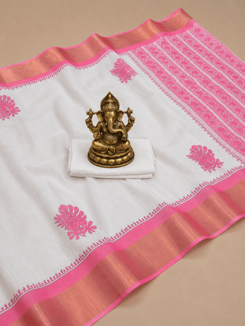 Amrah Wholesale Sckr Flora B Soft Linen Zari Border Saree - Amrah Wholesale