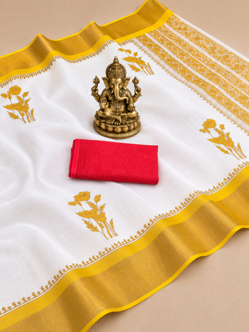 Amrah Wholesale Sckr Flora B Soft Linen Zari Border Saree