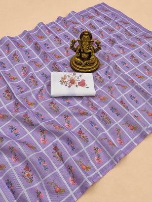 Amrah Wholesale Sckr Flora C Linen Floral Printed Saree - Amrah Wholesale