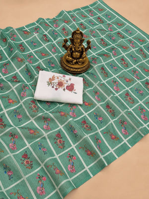 Amrah Wholesale Sckr Flora C Linen Floral Printed Saree - Amrah Wholesale