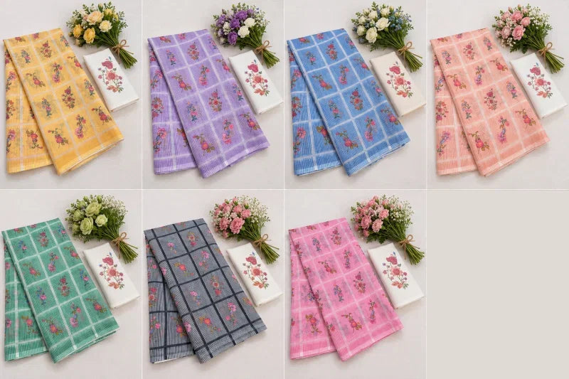 Amrah Wholesale Sckr Flora C Linen Floral Printed Saree