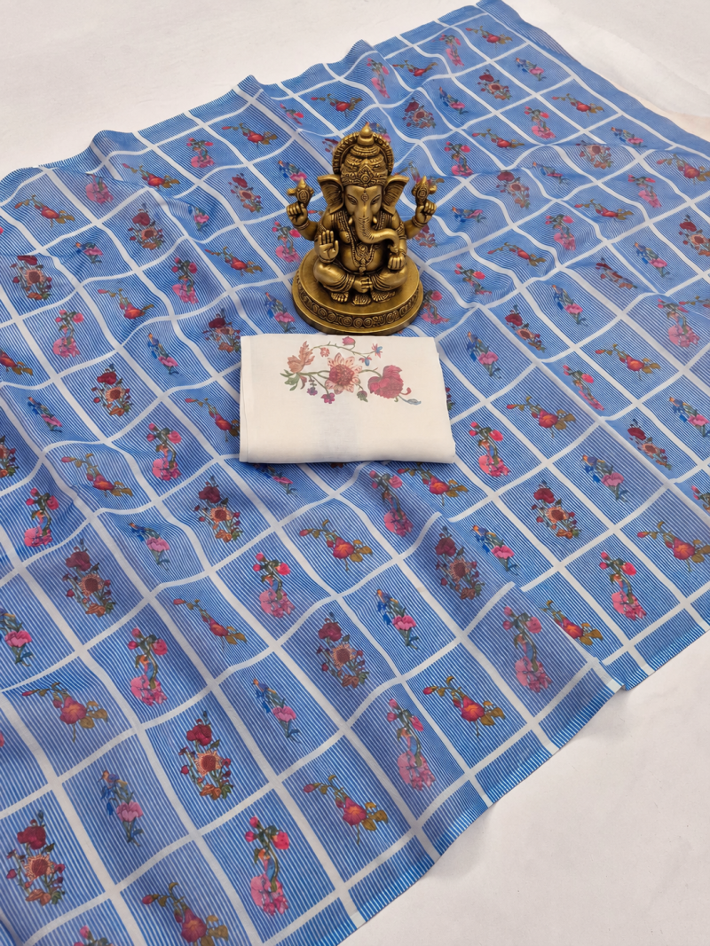 Amrah Wholesale Sckr Flora C Linen Floral Printed Saree