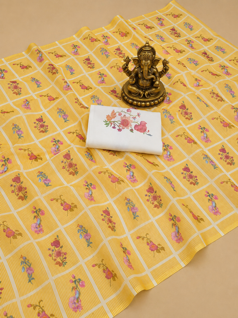 Amrah Wholesale Sckr Flora C Linen Floral Printed Saree