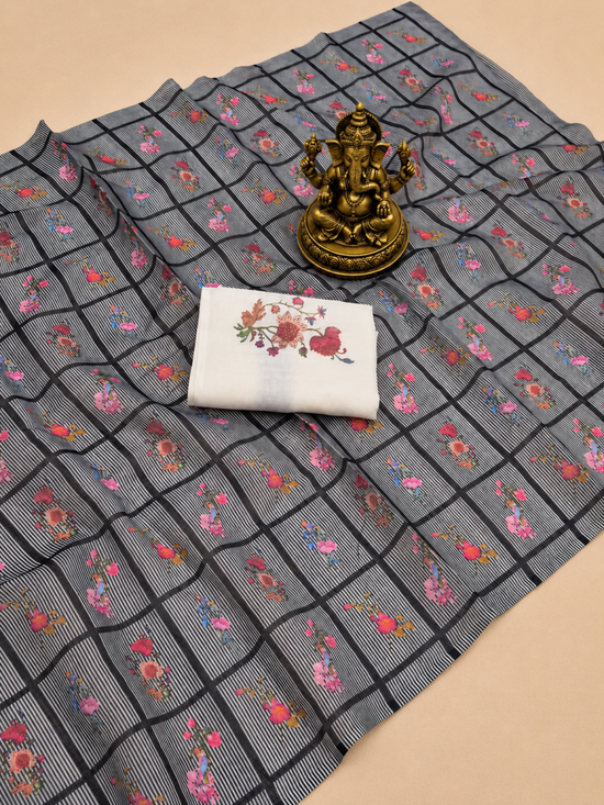 Amrah Wholesale Sckr Flora C Linen Floral Printed Saree