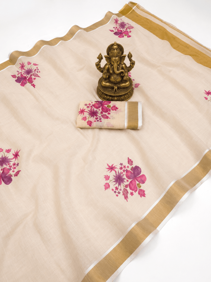 Amrah Wholesale Sckr Onam Linen Saree - Amrah Wholesale