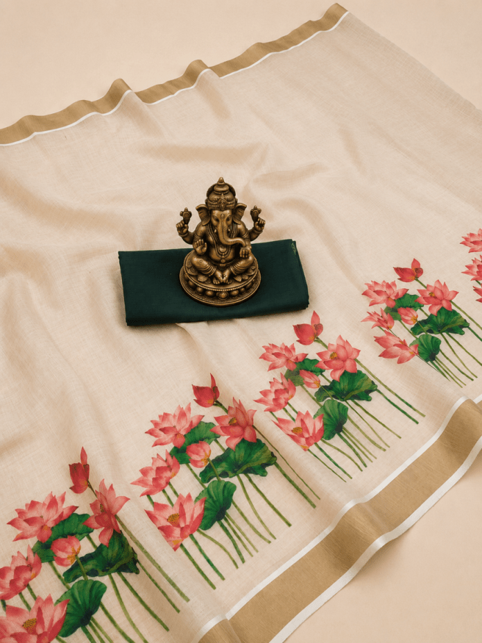 Amrah Wholesale Sckr Onam Linen Saree - Amrah Wholesale