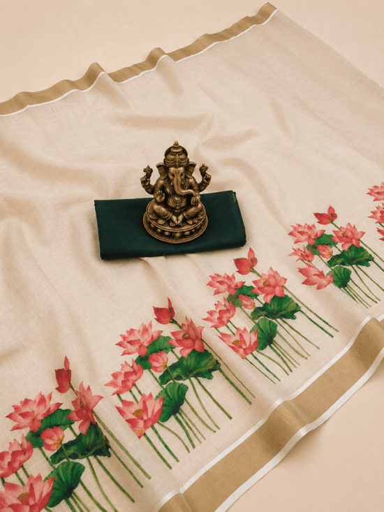 Amrah Wholesale Sckr Onam Linen Saree - Amrah Wholesale