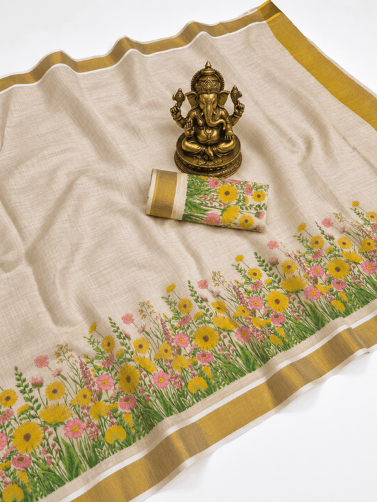 Amrah Wholesale Sckr Onam Linen Saree - Amrah Wholesale