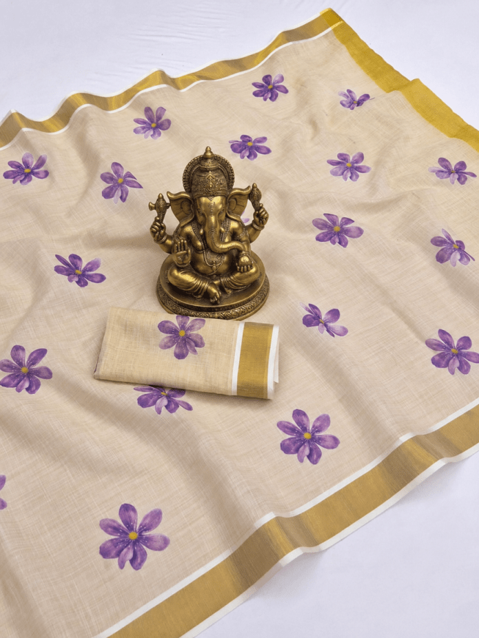 Amrah Wholesale Sckr Onam Linen Saree - Amrah Wholesale