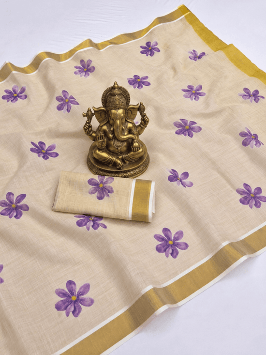Amrah Wholesale Sckr Onam Linen Saree - Amrah Wholesale