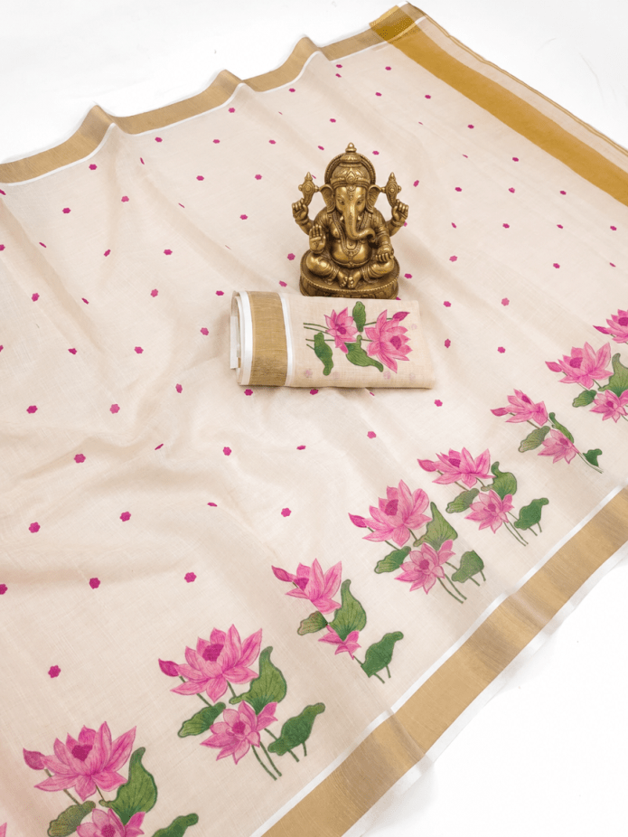 Amrah Wholesale Sckr Onam Linen Saree - Amrah Wholesale