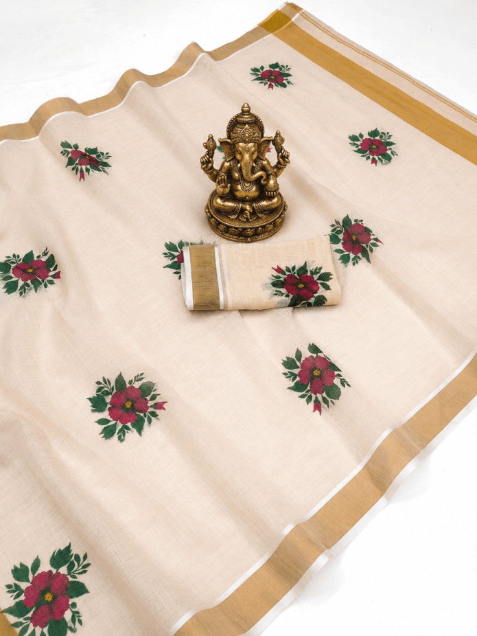 Amrah Wholesale Sckr Onam Linen Saree - Amrah Wholesale