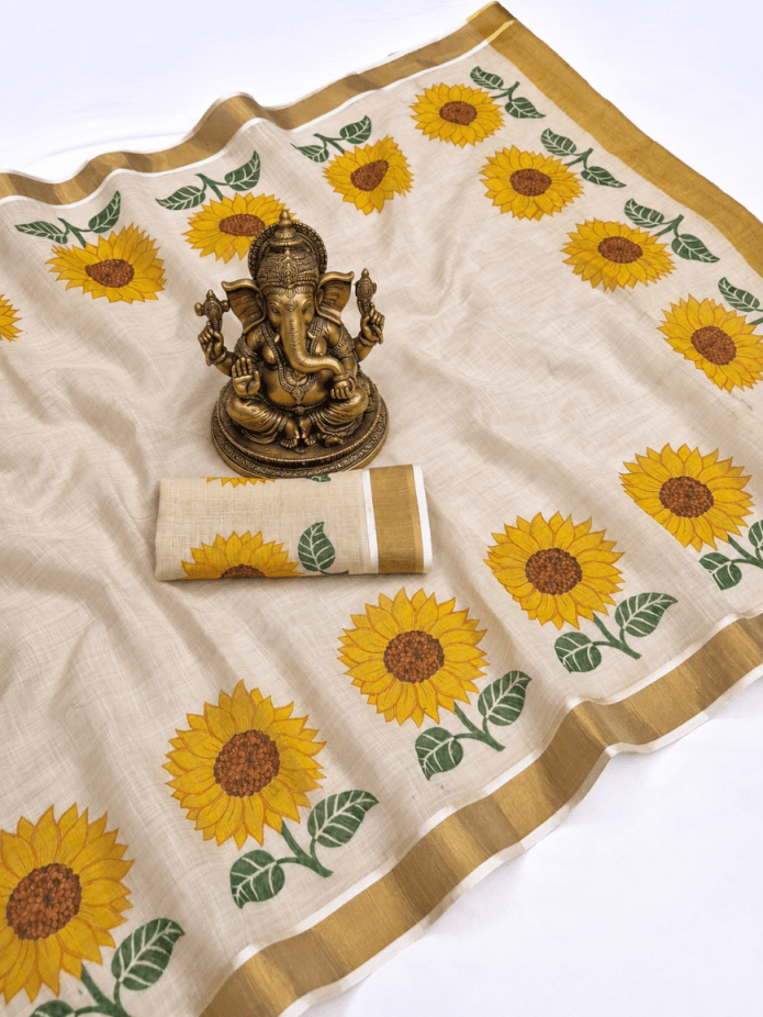 Amrah Wholesale Sckr Onam Linen Saree - Amrah Wholesale