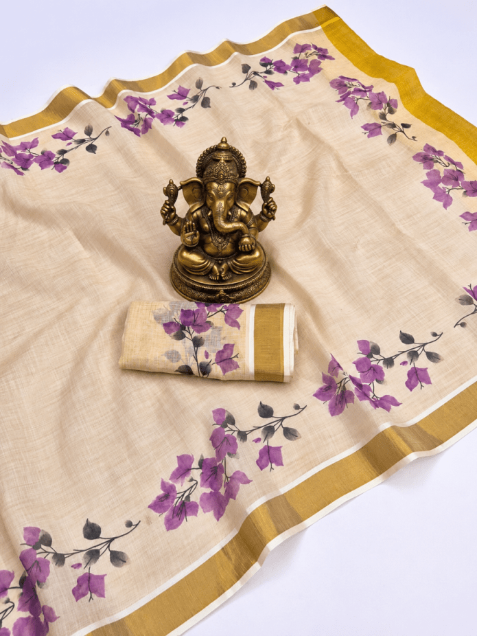 Amrah Wholesale Sckr Onam Linen Saree - Amrah Wholesale