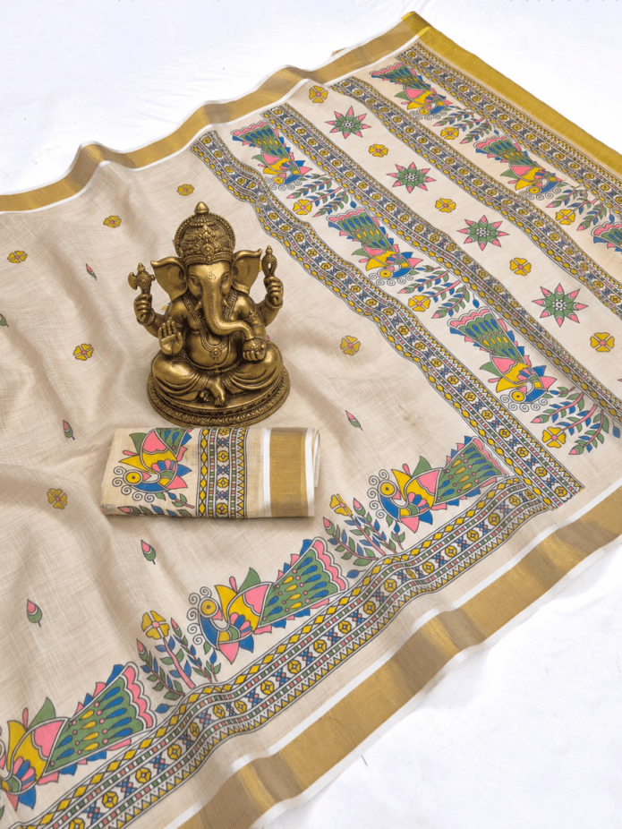 Amrah Wholesale Sckr Onam Linen Saree - Amrah Wholesale