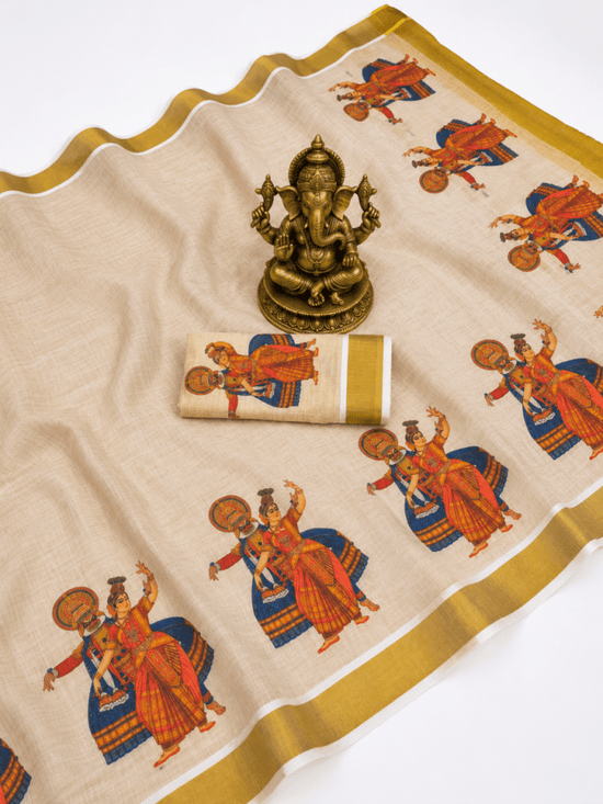 Amrah Wholesale Sckr Onam Linen Saree - Amrah Wholesale