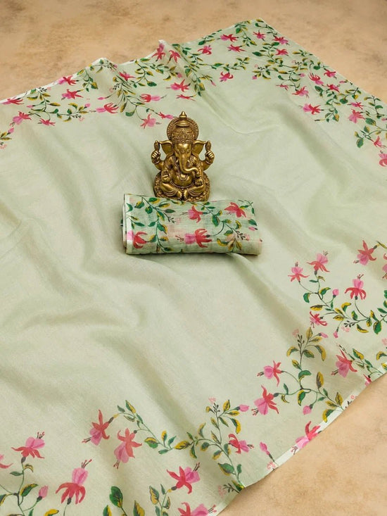 amrah-wholesale-scmg-flora-g-linen-floral-printed-saree-surat - Amrah Wholesale