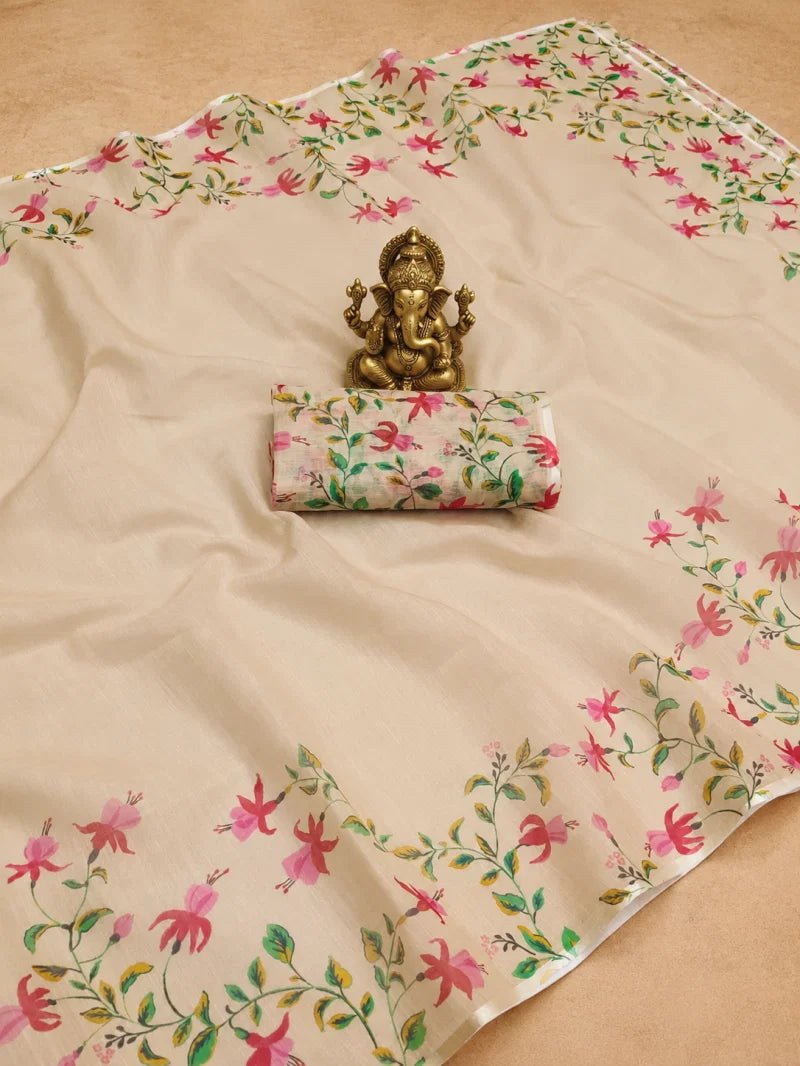 amrah-wholesale-scmg-flora-g-linen-floral-printed-saree-surat - Amrah Wholesale
