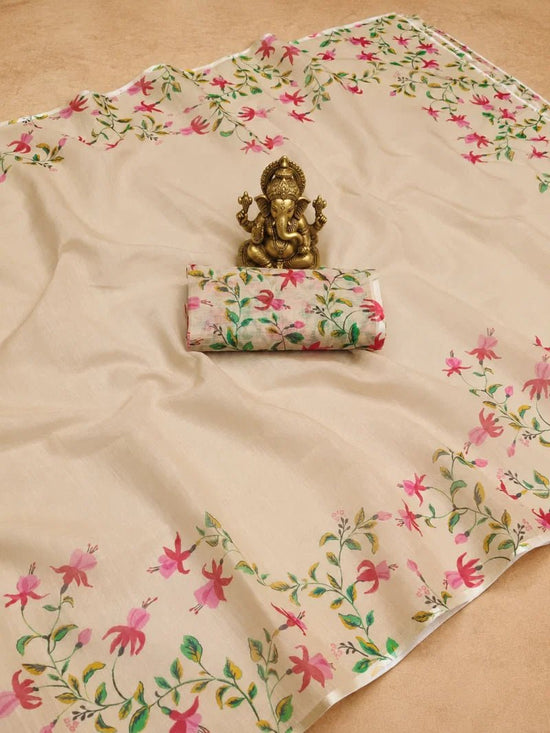 amrah-wholesale-scmg-flora-g-linen-floral-printed-saree-surat - Amrah Wholesale